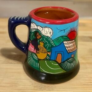 Vintage Mexican Hand Painted Colorful Ceramic Shot Glass Mini Mug